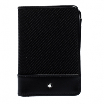 مملوكة مسبقًا Montblanc Black Fabric and Leather Nightflight Cardholder