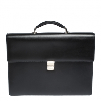 Pre Owned Montblanc Black Leather Meisterstück Double Gusset Briefcase