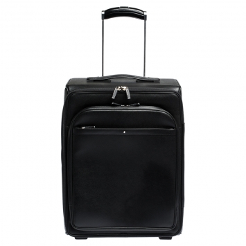 Pre Owned Montblanc Black Leather Nightflight On Board Luggage