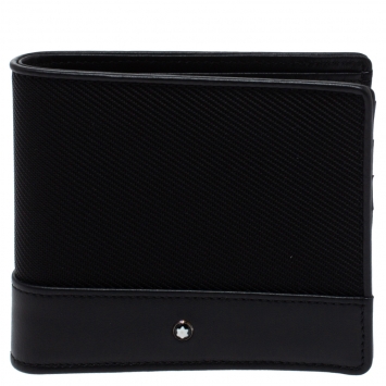 Pre Owned Montblanc Black Nylon and Leather Nightflight 6CC Wallet