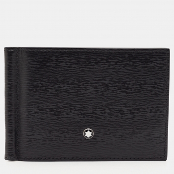 Pre Owned Montblanc Black Leather Meisterstück 6CC Money Clip Wallet