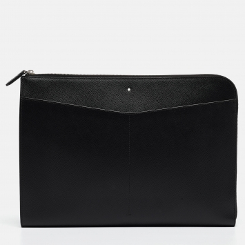 Pre Owned Montblanc Black Leather Meisterstuck Zip Pouch