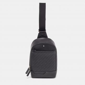 Pre Owned Montblanc Black Monogram Leather 4810 Sling Bag