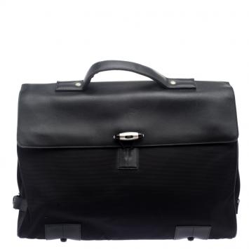 Pre Owned Montblanc Black Fabric and Leather Double Gusset Nightflight Briefcase