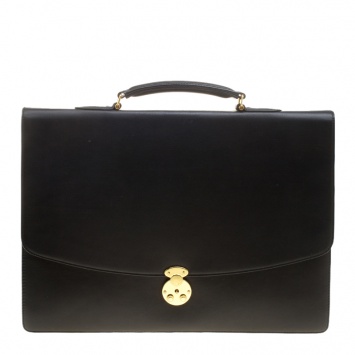 Pre Owned Montblanc Black Leather Briefcase