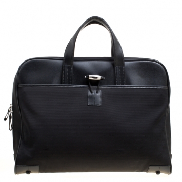 Pre Owned Montblanc Black Fabric and Leather Nightflight Document Bag