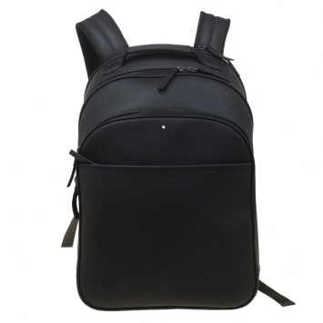 Pre Owned Montblanc Black Textured Leather Extreme Rucksack Backpack