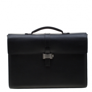 Pre Owned Montblanc Black Leather 4810 Westside Single Gusset Briefcase 