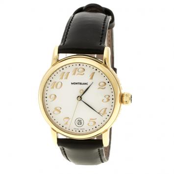Pre Owned MontBlanc White Gold Plated Stainless Steel Star 7002 Pix Men's Wristwatch 36 mm