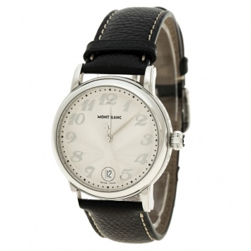 Pre Owned MontBlanc Silver White Stainless Steel Meisterstuck Star 7042 Men's Wristwatch 36 mm