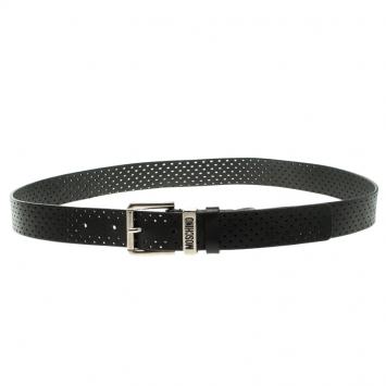 Pre Owned Moschino Black Perforated Leather Belt 120cm