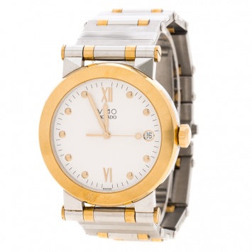 Pre Owned Movado White Two Tone Vizio Men’s Watch 35MM