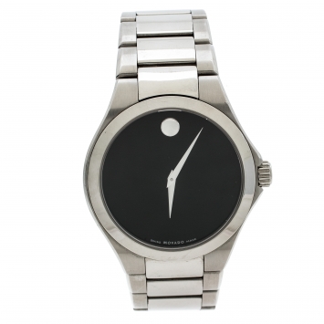 Pre Owned Movado Black Stainless Steel Defio Men's Wristwatch 40MM