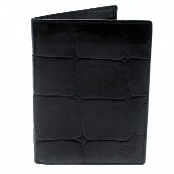 Pre Owned Mulberry Black Croc Embossed Leather Bifold Wallet