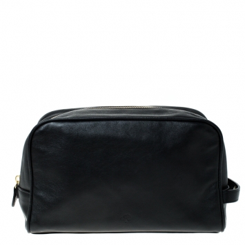 Pre Owned Mulberry Black Leather Wash Case