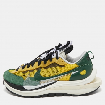 Pre Owned Nike x Sacai Multicolor Mesh And Suede Vaporwaffle Low Top Sneakers Size 43