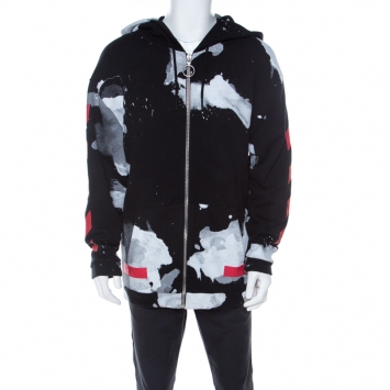 Pre Owned Off-White Multicolor Cotton Liquid Spots Hoodie Sweatshirt S
