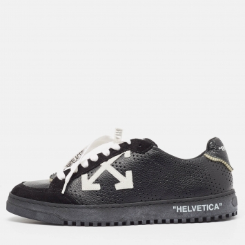 Pre Owned Off-White Leather and Suede 'Helvetica' Sneakers Size 40