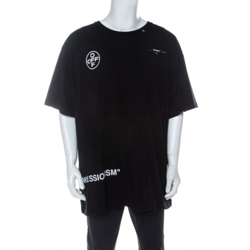 Pre Owned Off White Black Impressionism Print Cotton Crew Neck T-Shirt XL