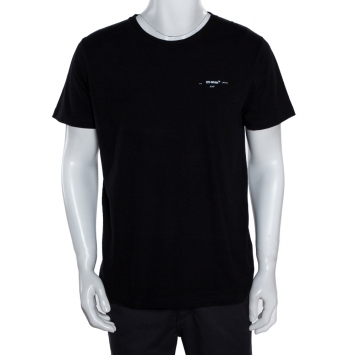 Pre Owned Off-White Black Cotton Arrow Logo Print T-Shirt M