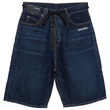 Pre Owned Off White Indigo Zipper & Drawstring Detail Denim Shorts M