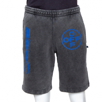 Pre Owned Off-White Black Hardcore Caravaggio Print Faded Cotton Shorts M