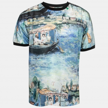 Pre Owned Off-White Multicolor Impressionism Monet Print Mesh T-shirt XL
