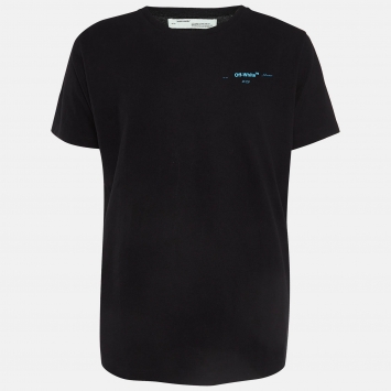 Pre Owned Off-White Black Back Logo Print Cotton T-Shirt L