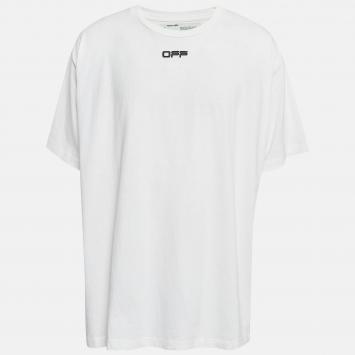 Pre Owned Off-White White Airport Tape print Cotton Oversized T-Shirt XL