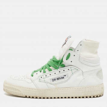 مملوكة مسبقًا Off-White 3.0 Off Court Size 42 White Canvas and Leather High Top Sneakers