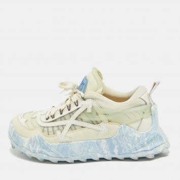 Pre Owned Off-White Leather and Mesh Odsy 1000 Sneakers Size 43