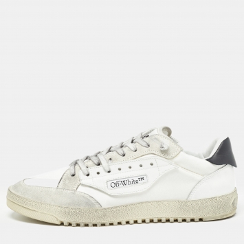 Pre Owned Off-White White Canvas and Suede 5.0 Sneakers Size 44