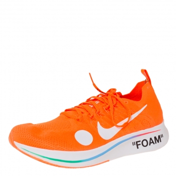 Pre Owned Nike X Off-White Orange Cotton Knit Zoom Fly Mercurial Sneakers Size 44.5