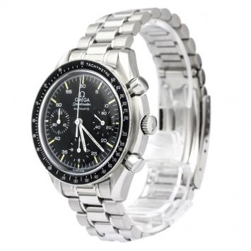 Pre Owned Omega Black Stainless Steel Speedmaster Men's Wristwatch 39MM