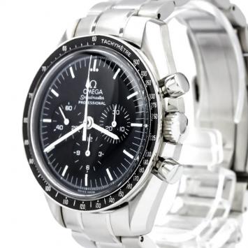 Pre Owned Omega Black Stainless Steel Speedmaster Professional Moonwatch Men's Wristwatch 42MM