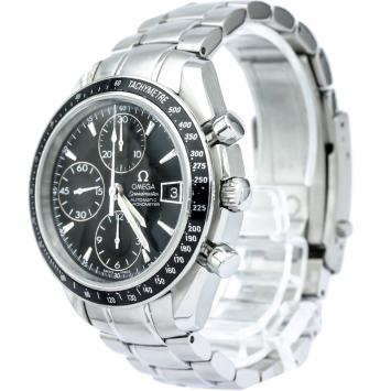 Pre Owned Omega Black Stainless Steel Speedmaster Men's Wristwatch 39MM