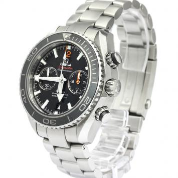 Pre Owned Omega Black Stainless Steel Seamaster Planet Ocean Co-Axial Chronograph Men's Wristwatch 45.5MM