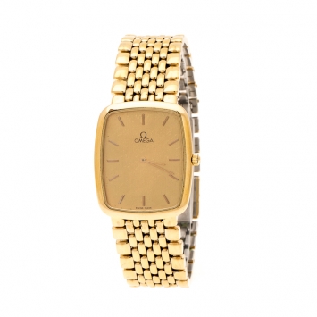 Pre Owned Omega Gold Plated Stainless Steel De Ville 395.0876.2 Men's Wristwatch 26 mm