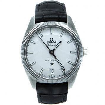 Pre Owned Omega White Globemaster Automatic Open Case Men's Watch 39MM 