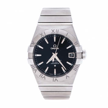Pre Owned Omega Black Stainless Steel Constellation Men's Wristwatch 38 mm