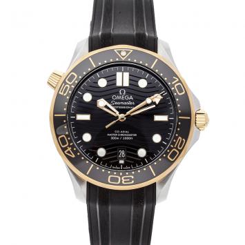 Pre Owned Omega Black 18K Yellow Gold And Stainless Steel Seamaster Diver 300m 210.22.42.20.01.001 Men's Wristwatch 42 MM