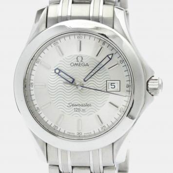 Pre Owned Omega Silver Stainless Steel Seamaster Quartz Men's Wristwatch 36 mm
