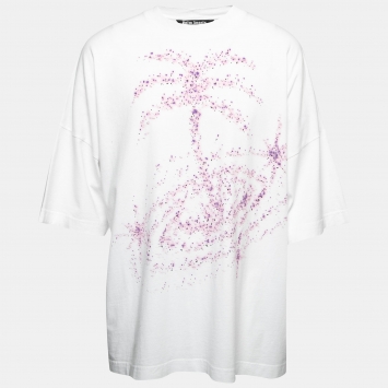 Pre Owned Palm Angels White Cotton Printed T-Shirt L