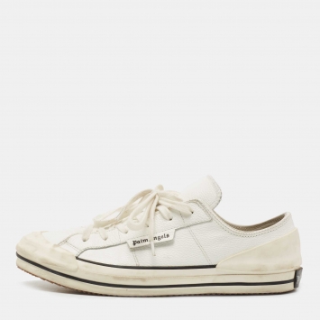 Pre Owned Palm Angels White Leather Lace Up Sneakers Size 42