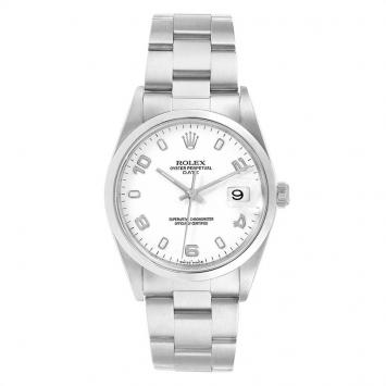 Pre Owned Rolex White Stainless Steel Date 15200 Men's Wristwatch 34MM