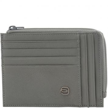 Pre Owned Piquadro Grey Leather Credit Card Holder