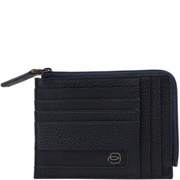 Pre Owned Piquadro Navy Blue Leather Credit Card Holder