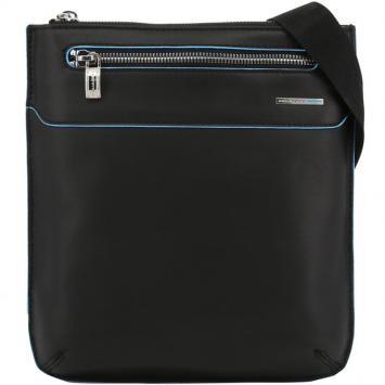 Pre Owned Piquadro Black Leather Messenger Bag