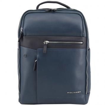 Pre Owned Piquadro Navy Blue Leather Backpack