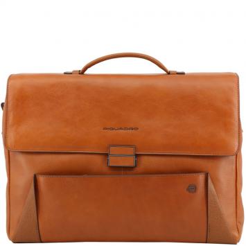 Pre Owned Piquadro Brown Leather Briefcase